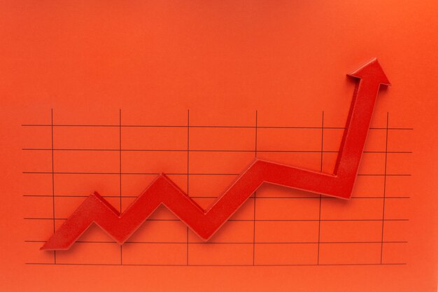Flache Statistikdarstellung mit Pfeilen