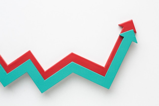 Flache Statistikdarstellung mit Pfeilen