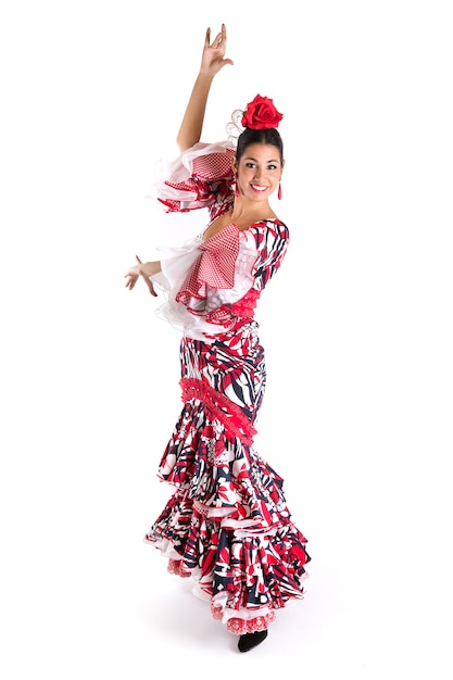 Kostenloses Foto flamenco-tänzerin in schönem kleid