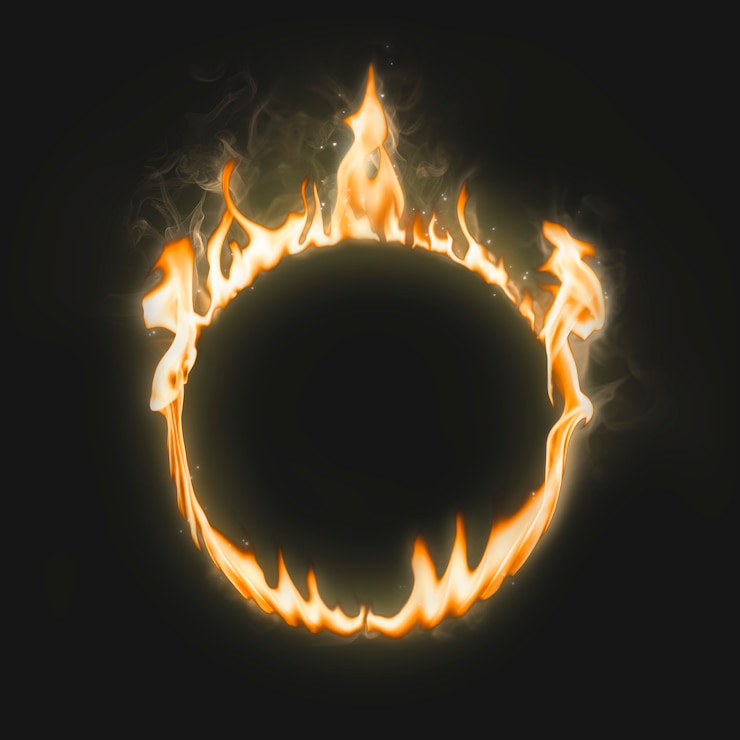 Kostenlose Foto flammenrahmen, kreisform, realistisches brennendes feuer