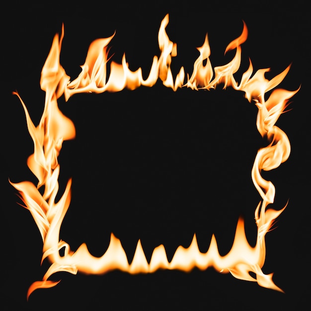 Kostenloses Foto flammenrahmen, quadratische form, realistisches brennendes feuer