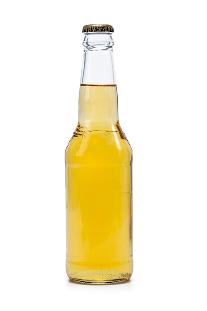 Flasche Bier auf weißem Hintergrund