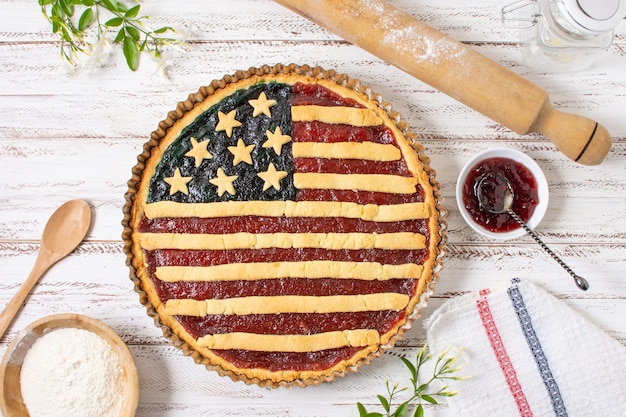 Kostenloses Foto flat lay independence day pie