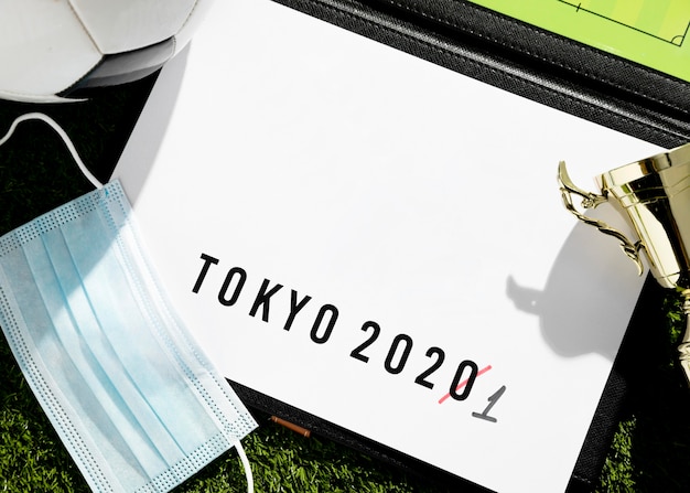 Kostenloses Foto flat lay tokio 2020 sportereignis verschoben vereinbarung