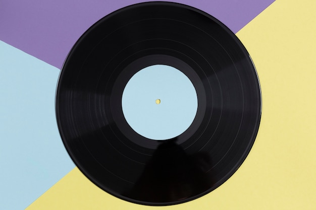 Flat-Lay-Vinyl-Schallplatten-Komposition