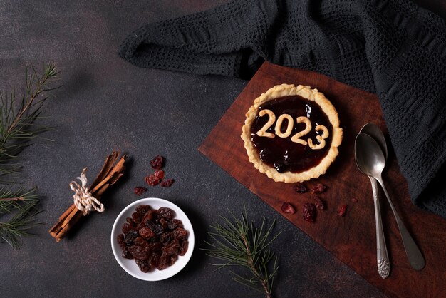 Flatlay-Rezepte zur Feier des neuen Jahres