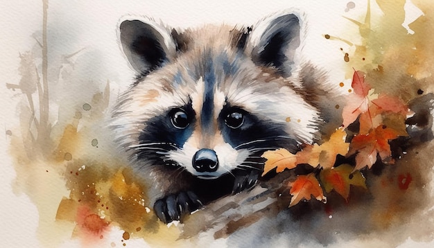 Flauschiger Rotfuchs in Aquarell gemalt im Winterwald, generiert von KI