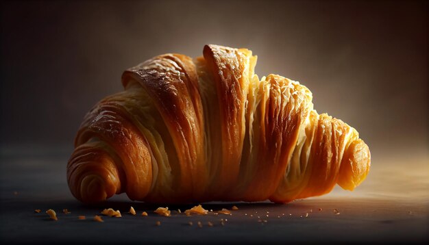 Flauschiges, frisches Croissant, gebacken in französischer Kultur, generiert von KI