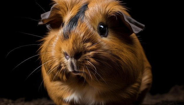 Flauschiges junges Meerschweinchen, neugieriges Nahaufnahmeporträt, generiert von KI