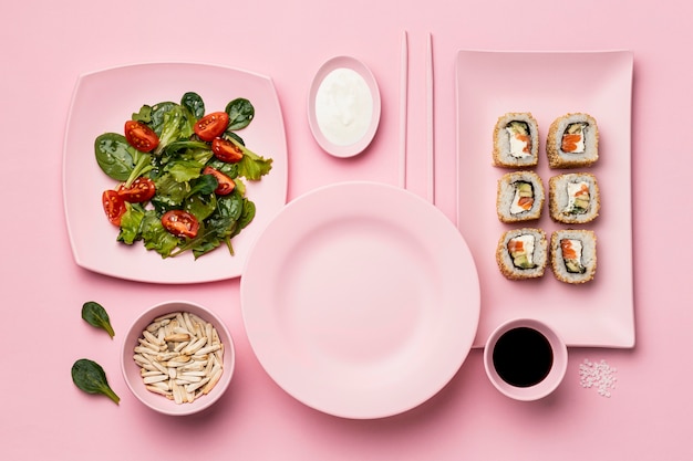 Kostenloses Foto flexitäre diät mit sushi über ansicht