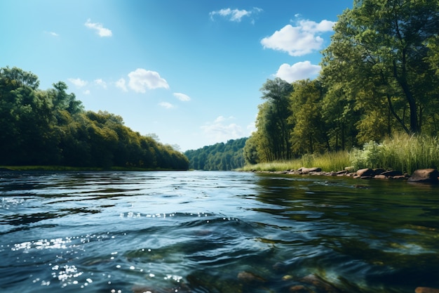 Fluss mit Naturlandschaft