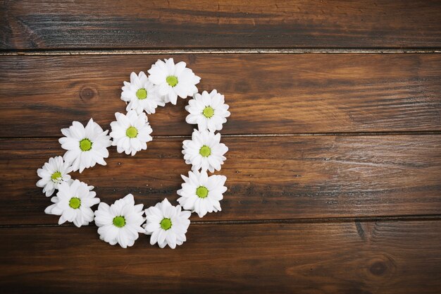 Form des Herzens mit weißen Gänseblümchen gemacht