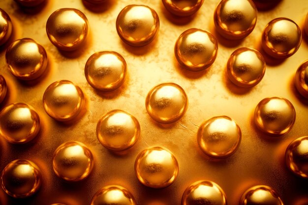 Foto von rohen Goldkugeln auf einer goldenen Oberfläche