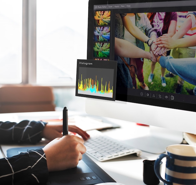 Fotoeditor-Histogramm-Einstellungskonzept