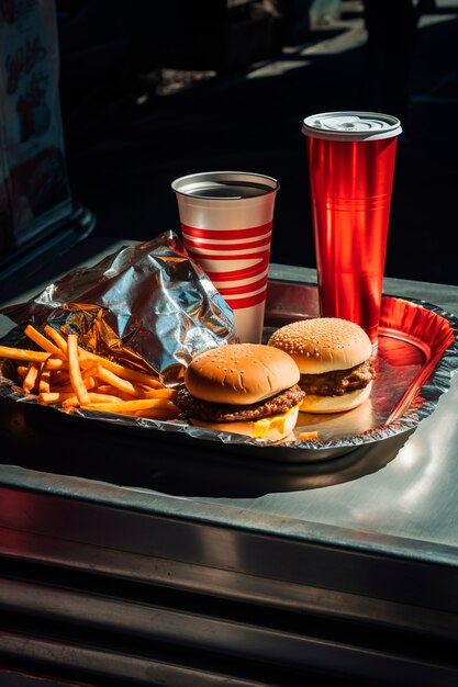 Fotorealistische Burgermahlzeit