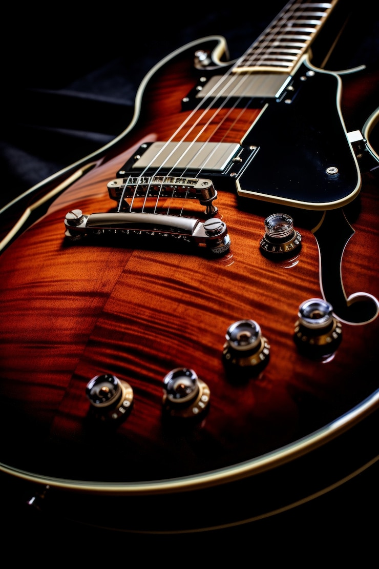 Kostenlose Foto fotorealistische e-gitarre stillleben