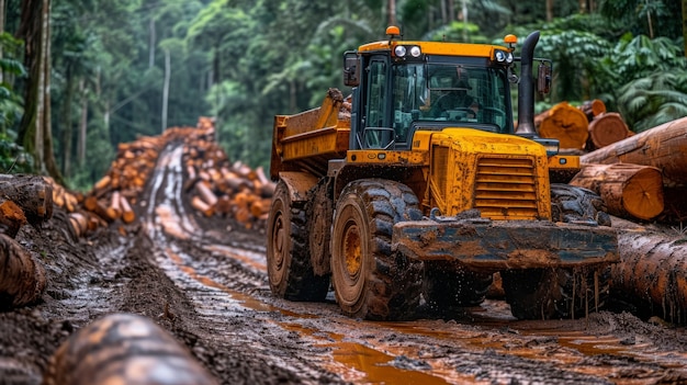 Fotorealistische Perspektive von Holzstämmen in der Holzindustrie