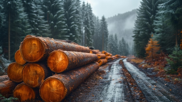 Fotorealistische Perspektive von Holzstämmen