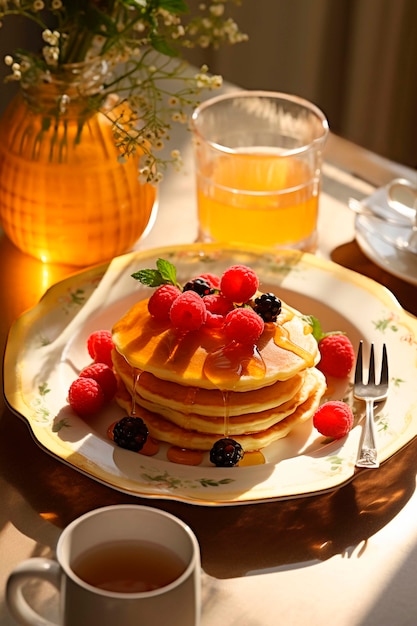 Kostenloses Foto fotorealistische pfannkuchen mit beeren