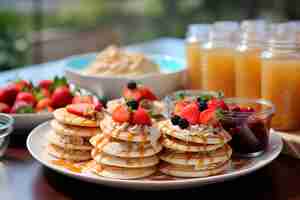 Kostenloses Foto fotorealistische pfannkuchen mit beeren