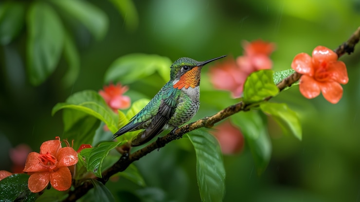 Kostenlose Foto fotorealistische sicht auf den wunderschönen kolibri in seinem natürlichen lebensraum