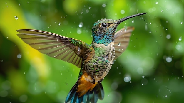 Fotorealistische Sicht auf den wunderschönen Kolibri in seinem natürlichen Lebensraum