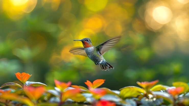 Kostenlose Foto fotorealistische sicht auf den wunderschönen kolibri in seinem natürlichen lebensraum