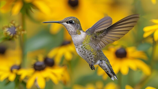 Fotorealistische Sicht auf den wunderschönen Kolibri in seinem natürlichen Lebensraum