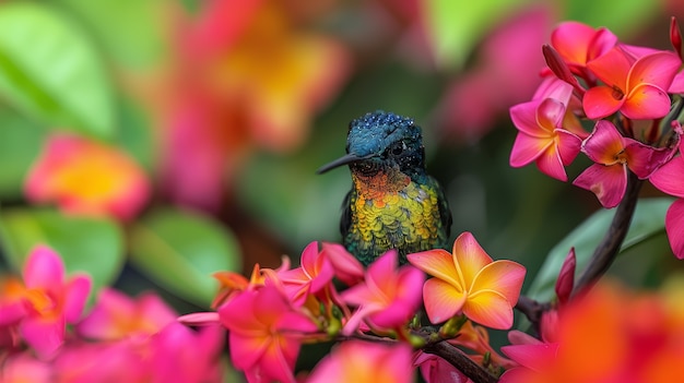 Fotorealistische Sicht auf den wunderschönen Kolibri in seinem natürlichen Lebensraum