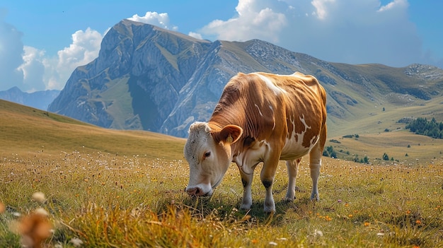 Fotorealistische Sicht auf Kuhweiden in der Natur im Freien