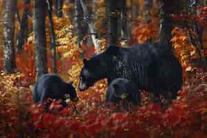 Kostenloses Foto fotorealistische sicht auf wilde bären in ihrer natürlichen umgebung