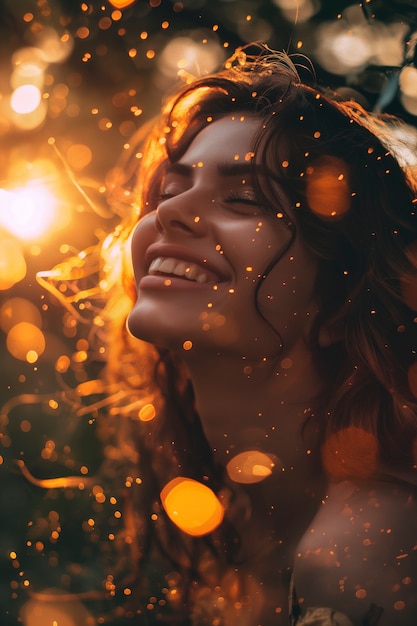 Fotorealistische Szene einer glücklichen Frau