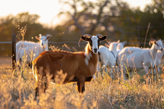 Kostenloses Foto fotorealistische ziegenherde in der natur