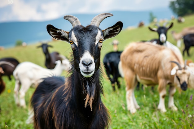 Kostenloses Foto fotorealistische ziegenherde in der natur