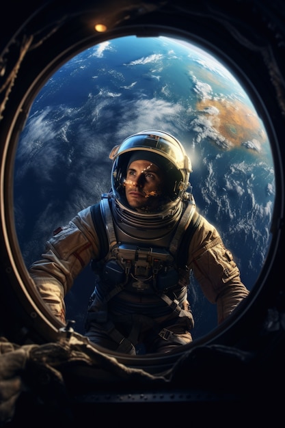 Fotorealistischer Astronaut mit mittlerer Aufnahme