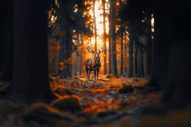 Kostenloses Foto fotorealistischer elch in freier wildbahn