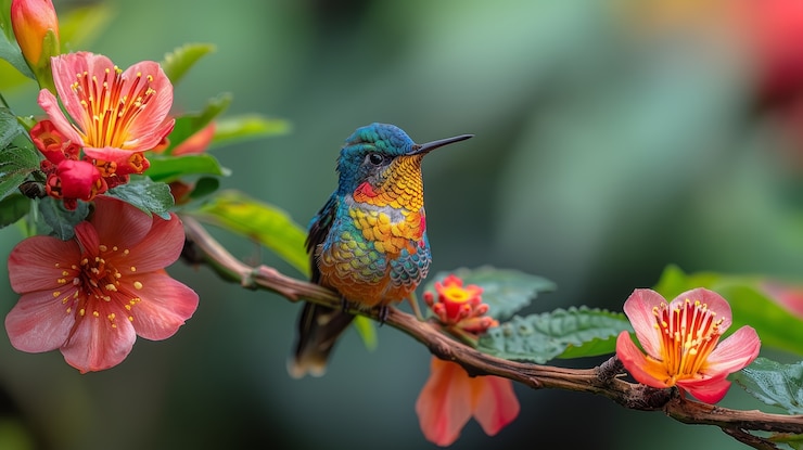 Kostenlose Foto fotorealistischer kolibri im freien in der natur