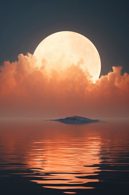 Fotorealistischer Mond mit abstrakter Landschaft