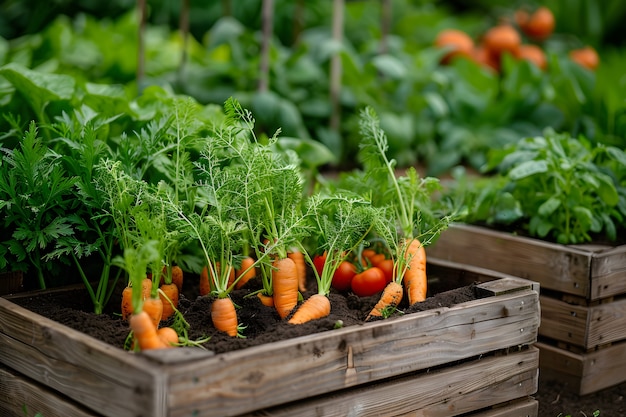 Fotorealistischer nachhaltiger Garten mit selbst angebauten Pflanzen