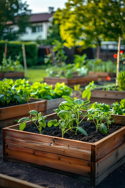 Kostenloses Foto fotorealistischer nachhaltiger garten mit selbst angebauten pflanzen