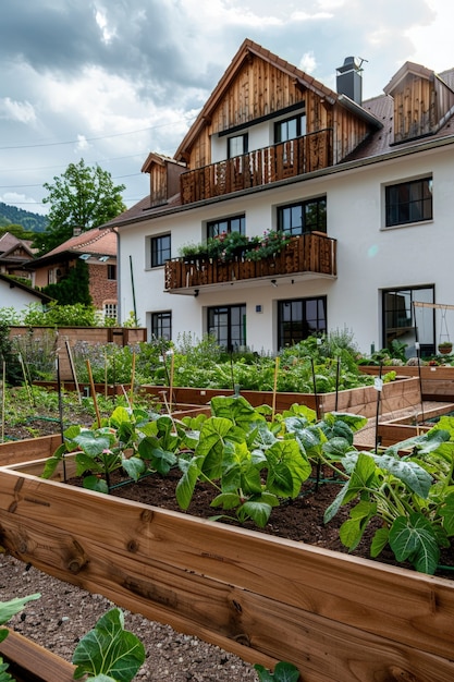 Kostenloses Foto fotorealistischer nachhaltiger garten mit selbst angebauten pflanzen