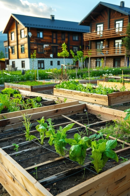 Kostenloses Foto fotorealistischer nachhaltiger garten mit selbst angebauten pflanzen