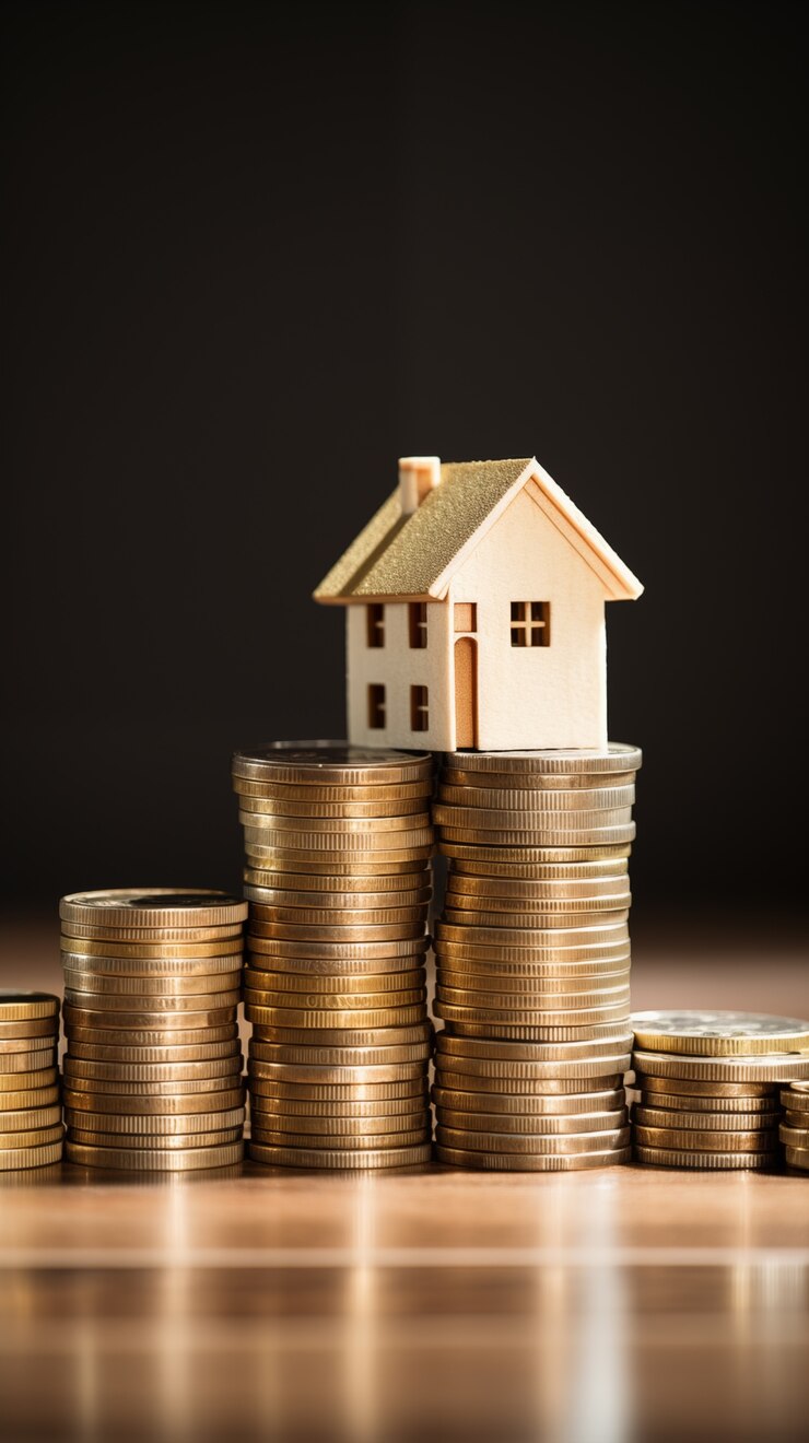Kostenlose Foto fotorealistisches geld mit haus