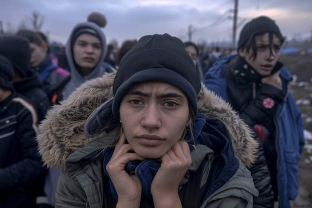 Kostenloses Foto fotorealistisches kind im flüchtlingslager