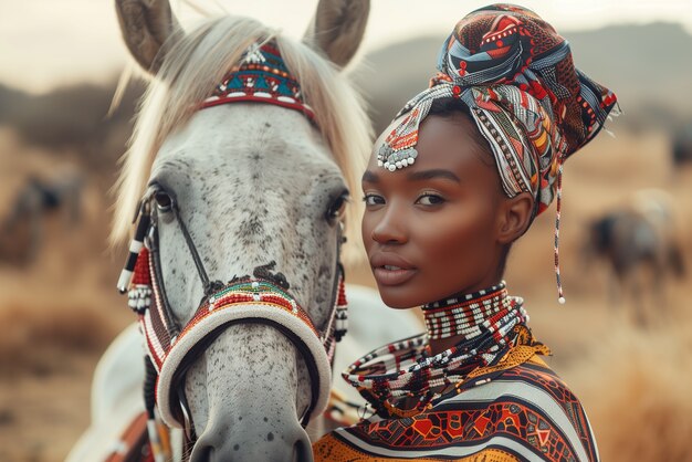 Kostenloses Foto fotorealistisches porträt einer afrikanischen frau