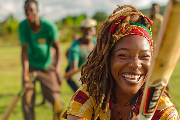 Kostenloses Foto fotorealistisches porträt einer rastafari-frau mit afrikanischen dreads