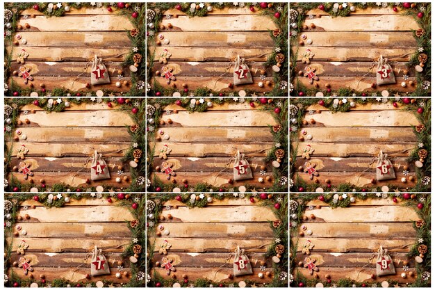 Frames mit Zahlen in Beuteln Adventskalender