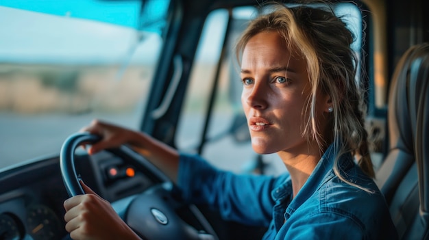 Kostenloses Foto frau arbeitet als lkw-fahrerin