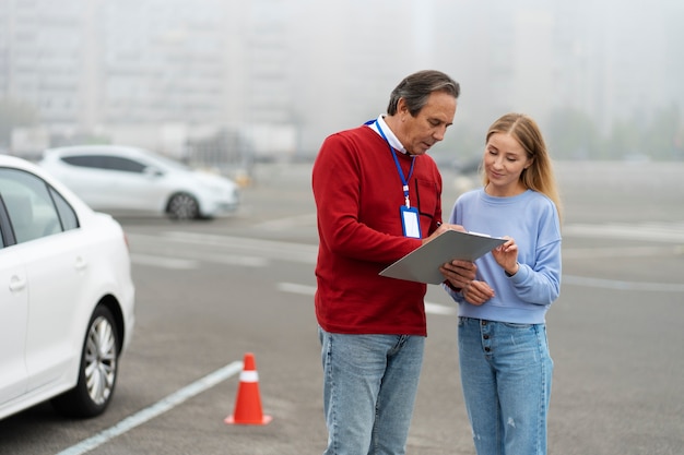 Kostenloses Foto frau bekommt ihren führerschein