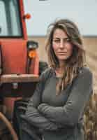 Kostenloses Foto frau, die im ländlichen landwirtschafts- und landwirtschaftssektor arbeitet, um frauen im arbeitsfeld zum tag der arbeit zu feiern.